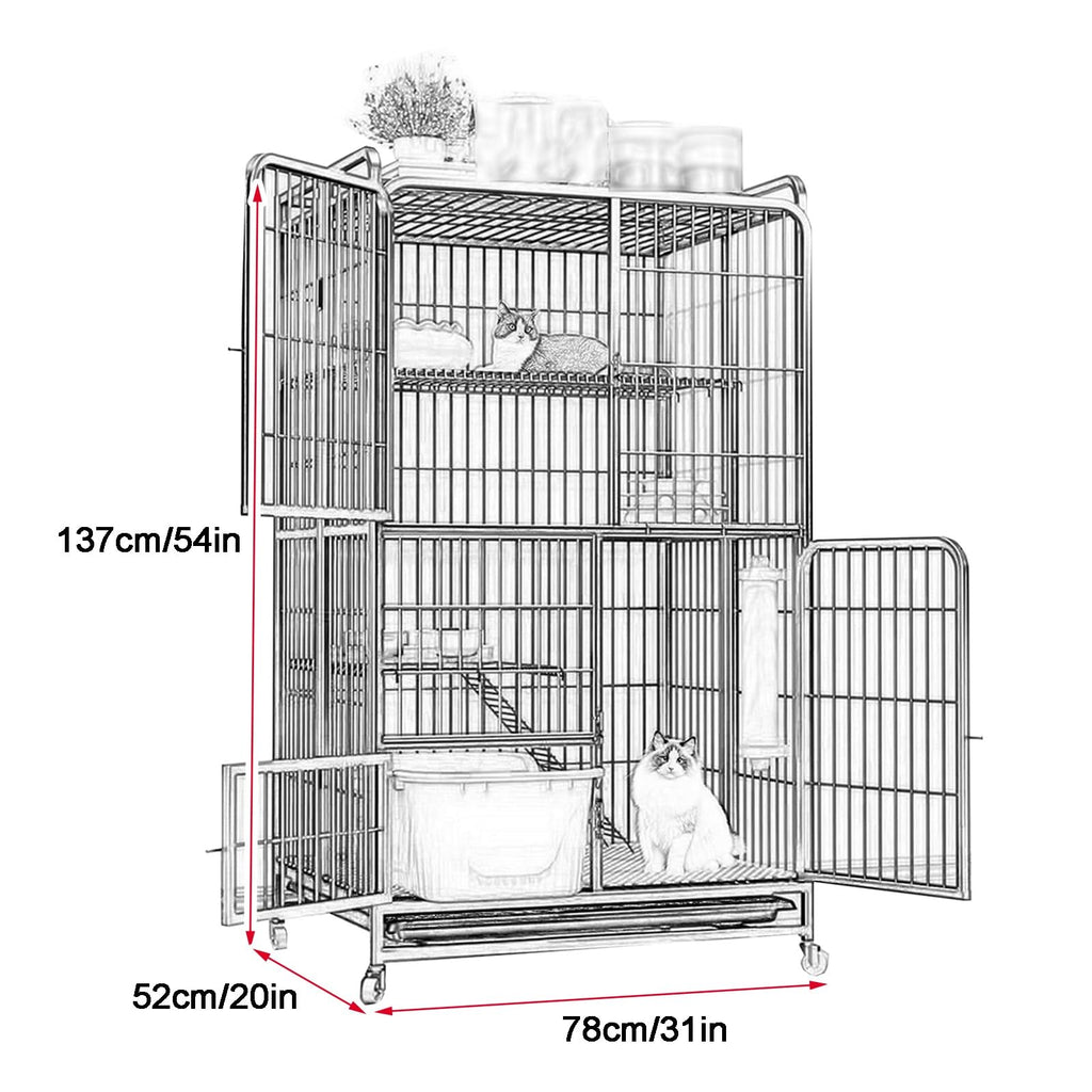 Foldable 4-Tier Indoor Cat Enclosure with Hammock C3334