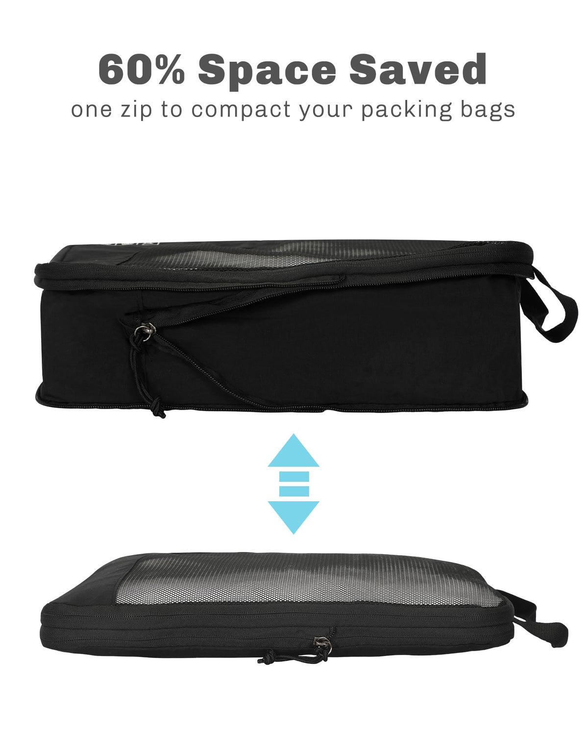 Rolling Backpack with Wheels 43L 17 inches Laptop Jet Black 6PC Packing Cubes B6179