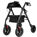Lightweight Folding Rollator Walker with Seat, 10" All-Terrain Wheels, Black B972418