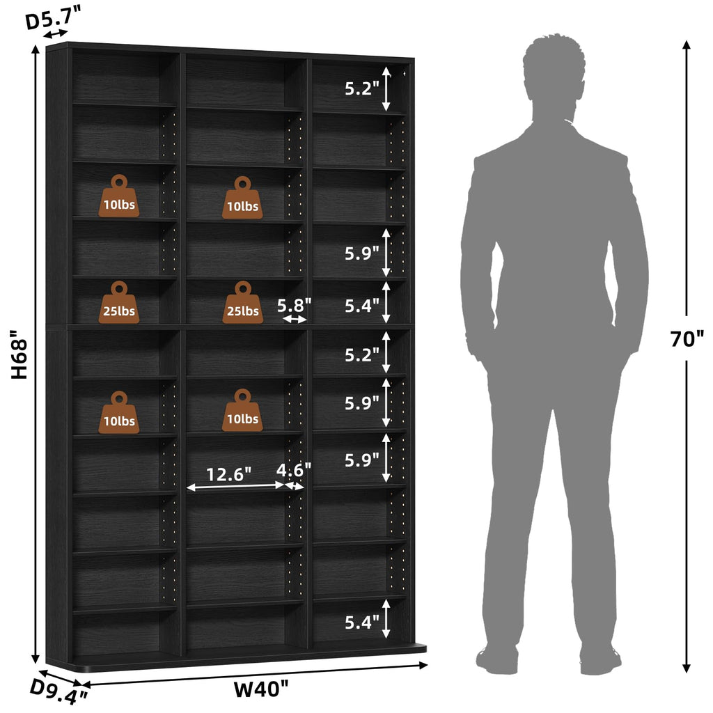 Black 11 Tier Display Cabinet D6115