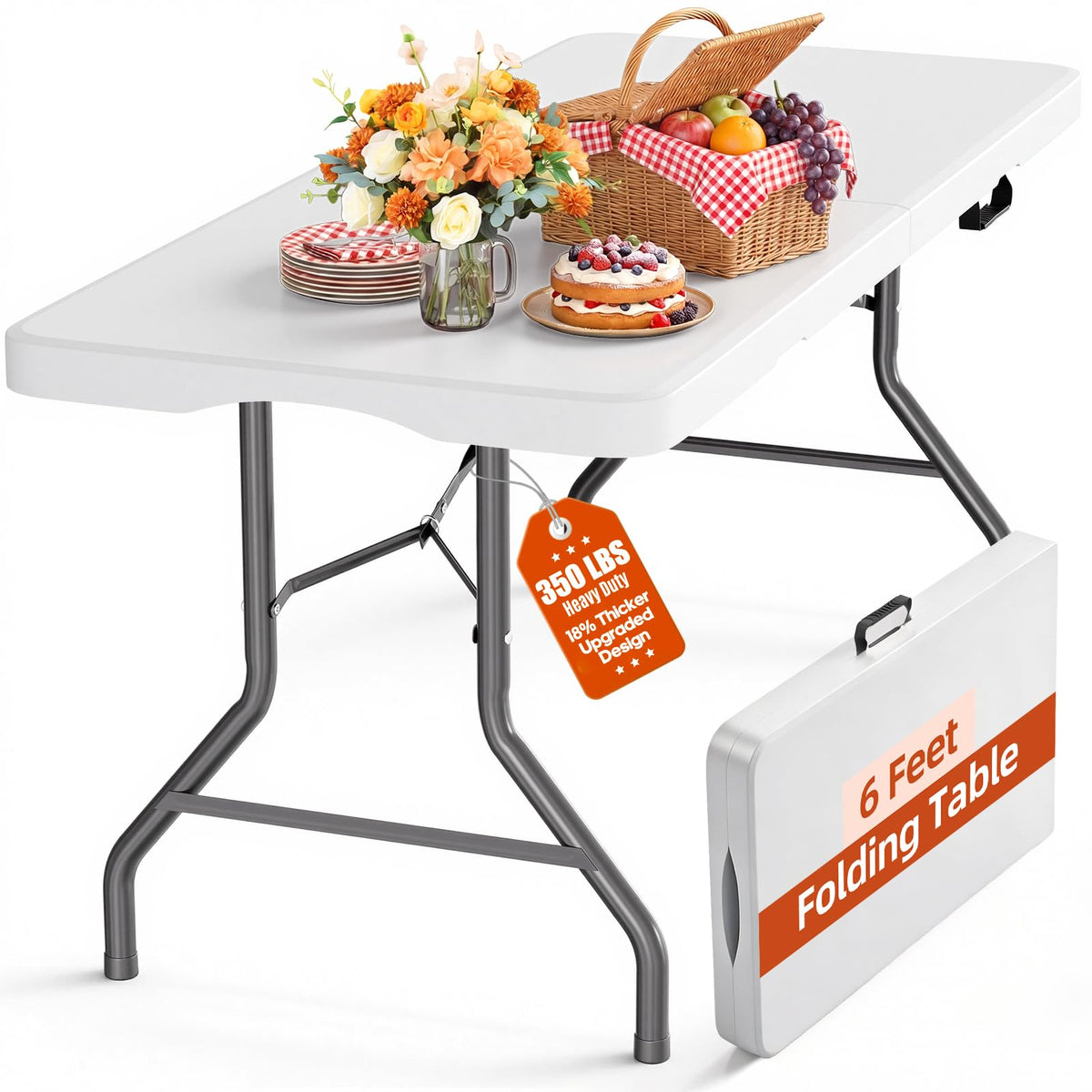 6ft Heavy Duty Folding Table White C600