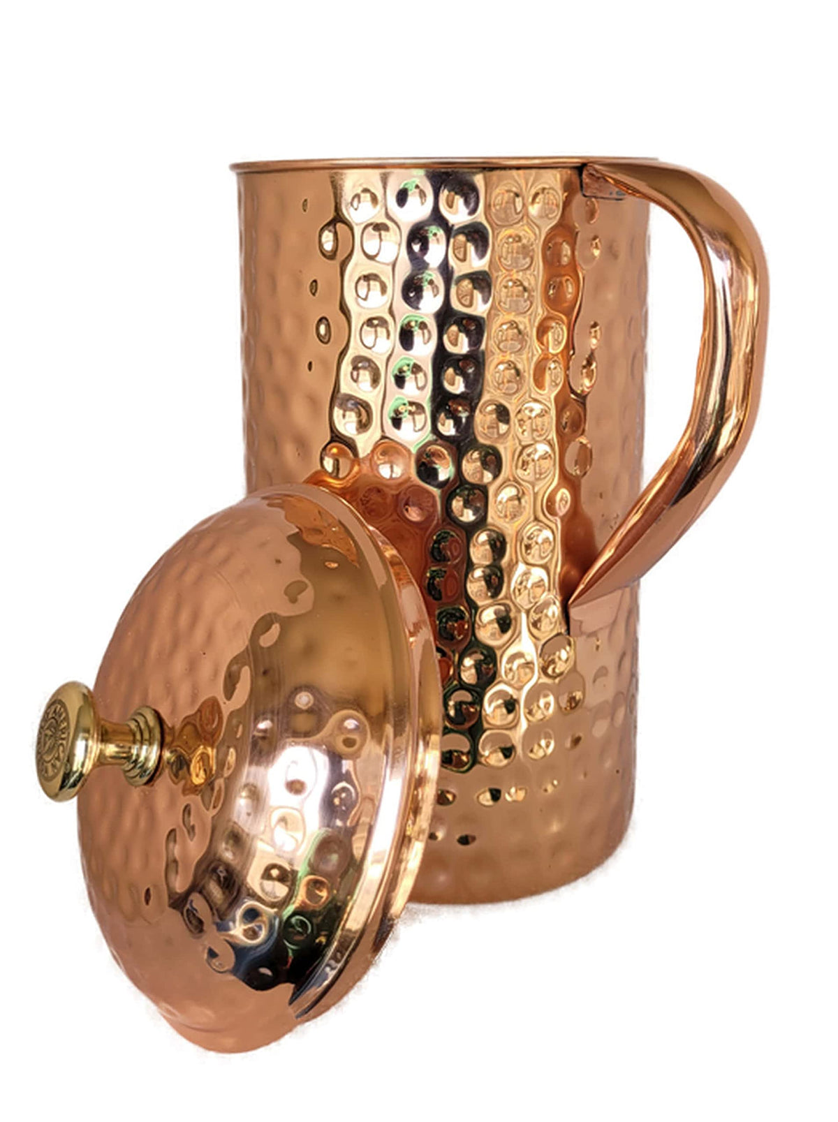 Half Gallon Hammered Pure Copper Pitcher with Lid E13478