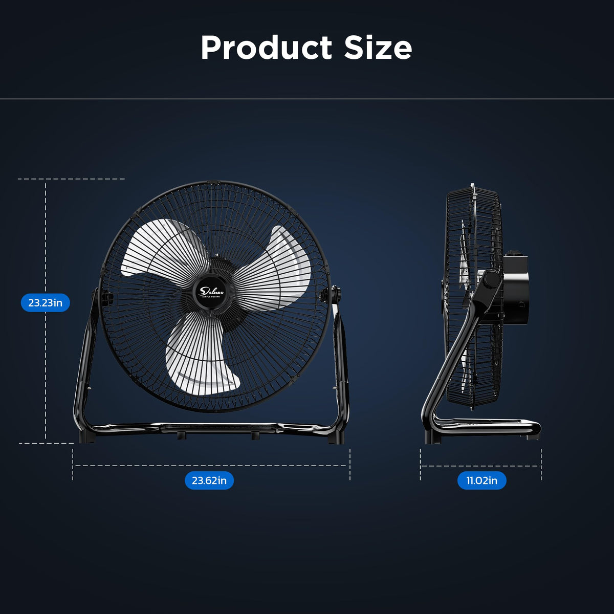 20 Inch 3-Speed Oscillating Metal Floor Fan M40674