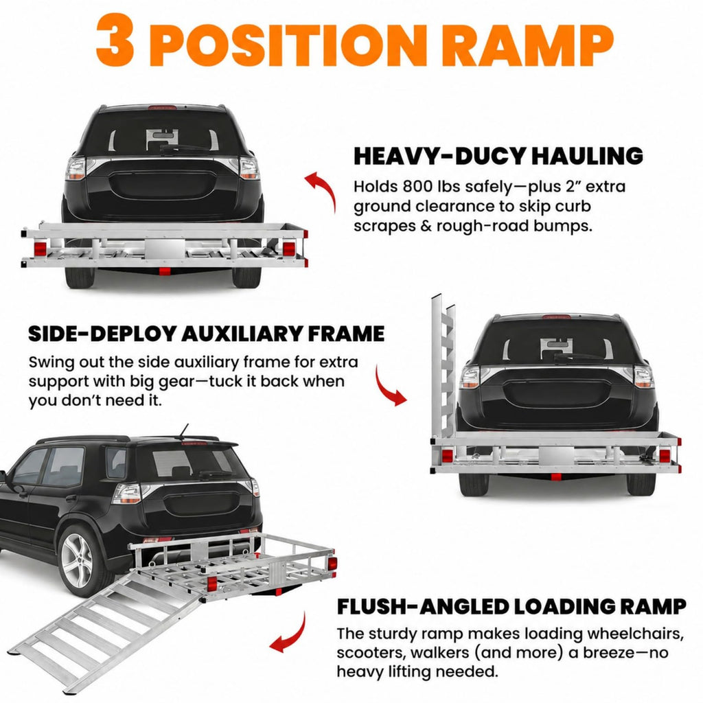 Aluminum Trailer Hitch Cargo Carrier with Ramp T174372