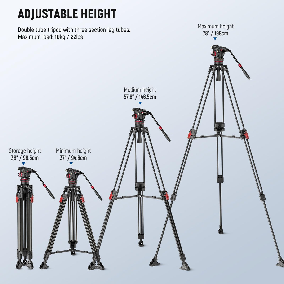 Carbon Fiber Video Camera Tripod with Fluid Head I346