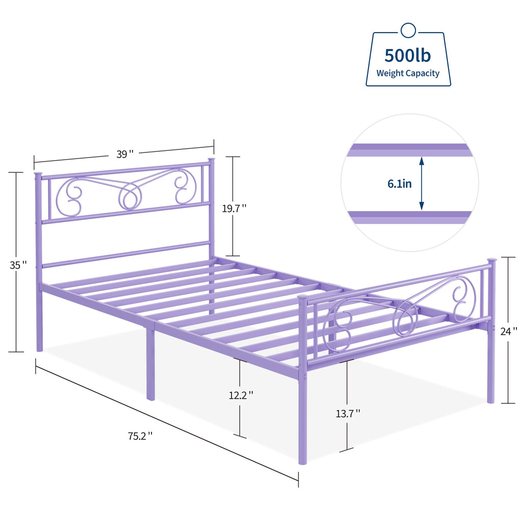 Twin Size Metal Bed Frame with Headboard I5595