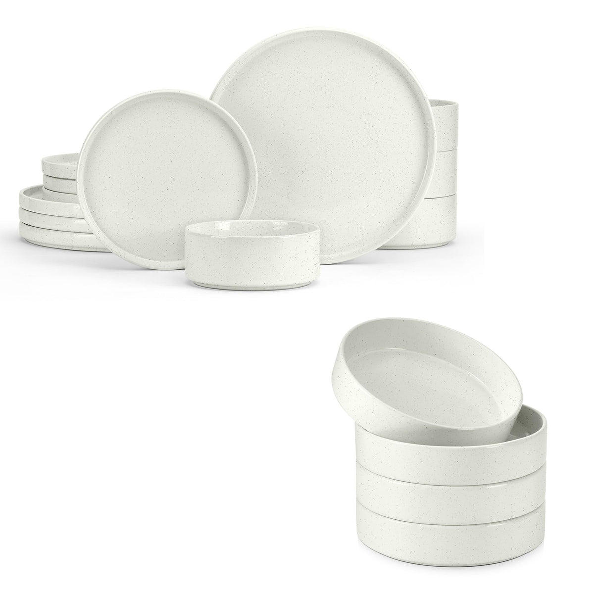 Speckled White 12 Pc Stoneware Dinnerware Set J303