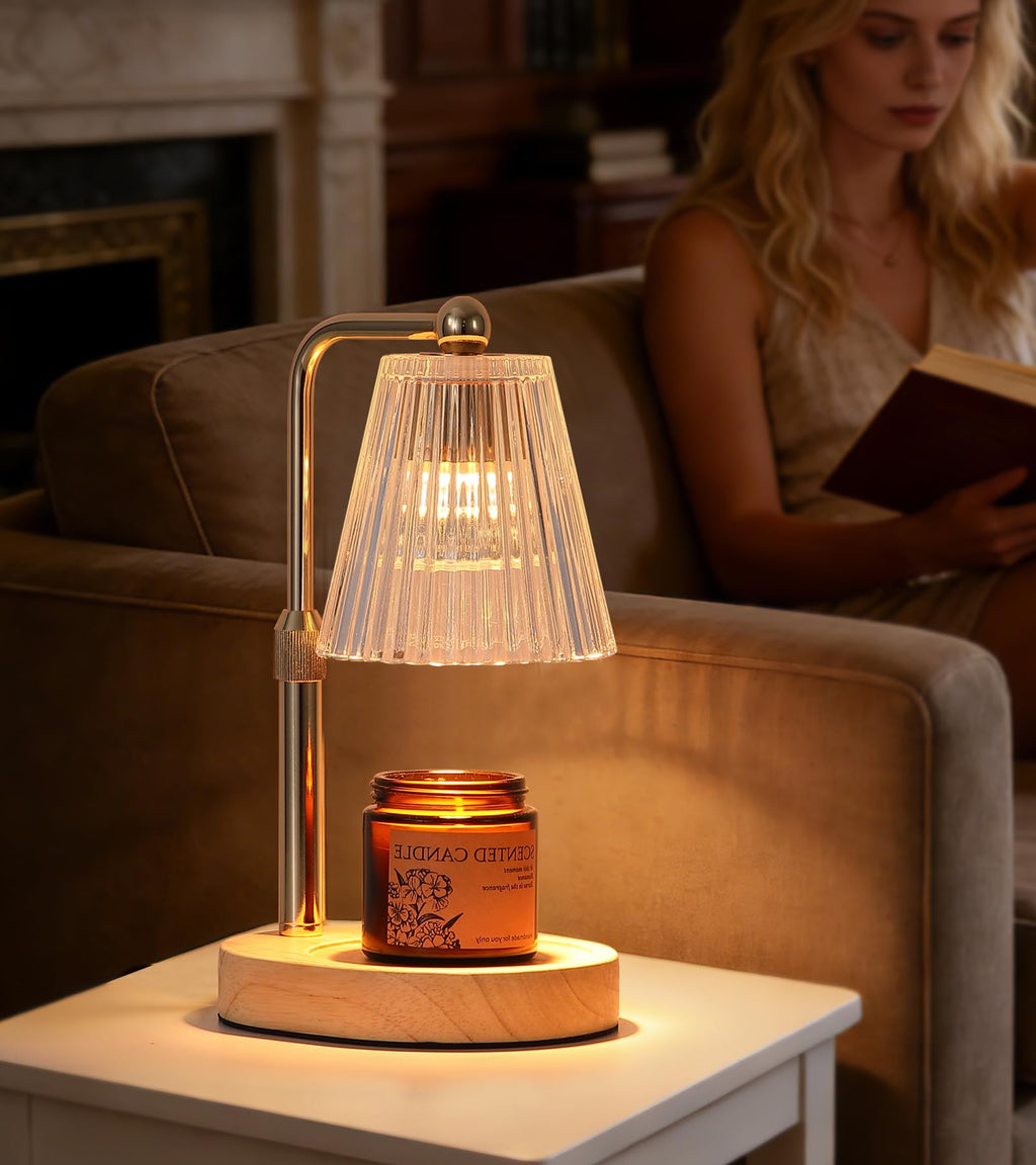 Gold Candle Warmer Lamp with Timer Dimmable with 2 Bulbs L8469