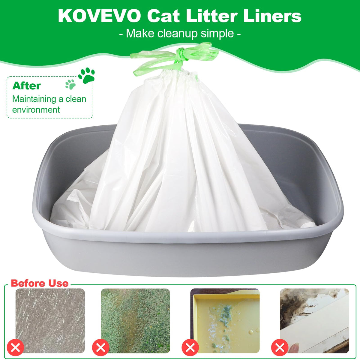 100 PCS Jumbo Cat Litter Box Liners 36"x19" F417