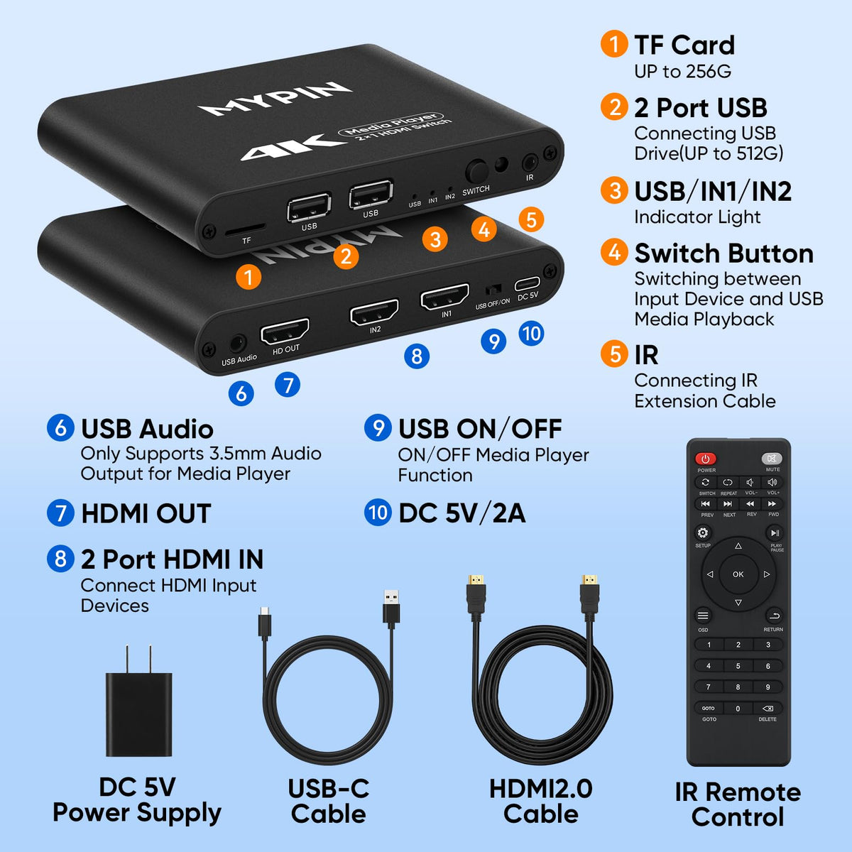 4K@30 Media Player with HDMI Out Switch D55577