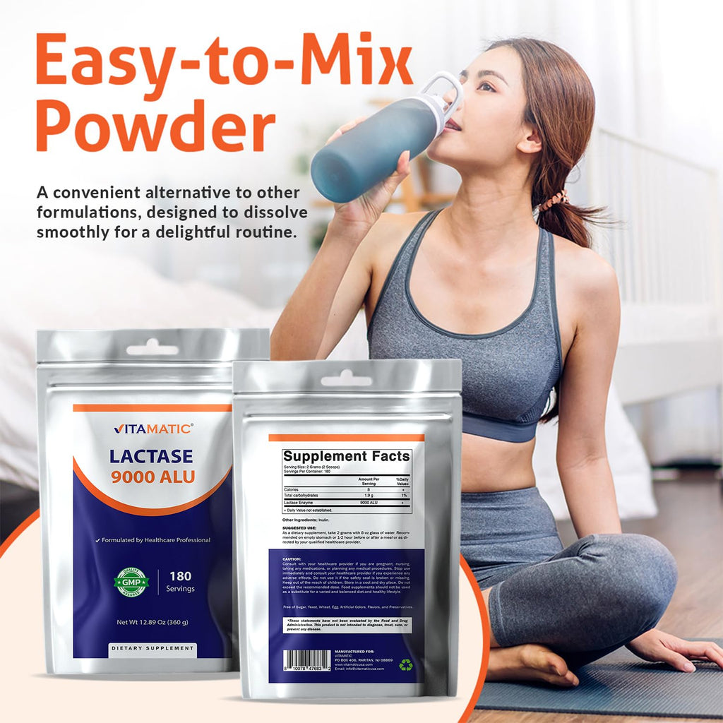 Lactase Enzyme Powder 9000 ALU 180 Servings Non-GMO Gluten Free C24797