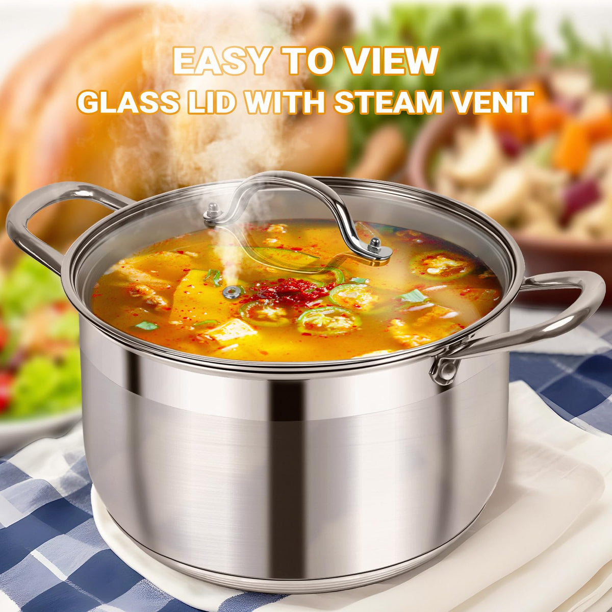 8 Quart Stainless Steel Induction Stock Pot G3389