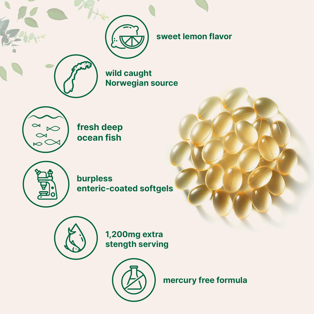 Omega 3 Fish Oil 1,200mg 240 Softgels Lemon Flavored Burpless EPA DHA F759