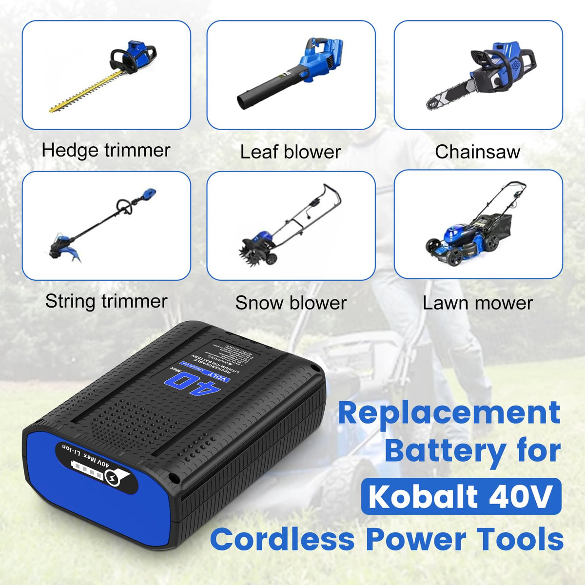 40V Battery with Charger Kit for Cordless Power Tools I69480