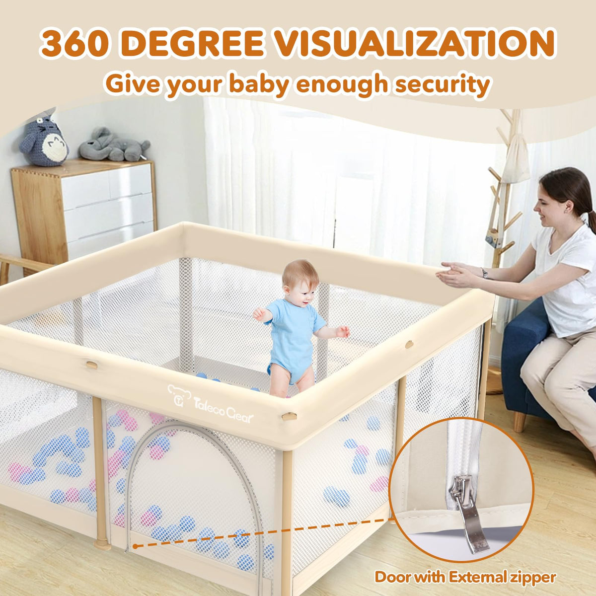 Foldable Baby Playpen 50x50 Inch D49018