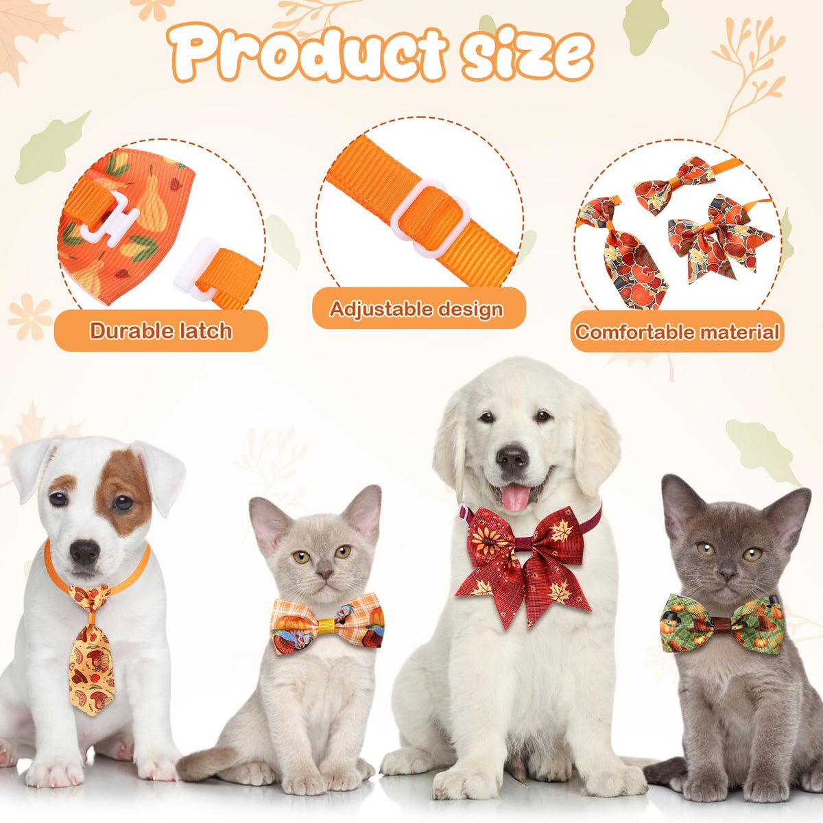 200 Pcs Dog Bow Ties Collars Set S160