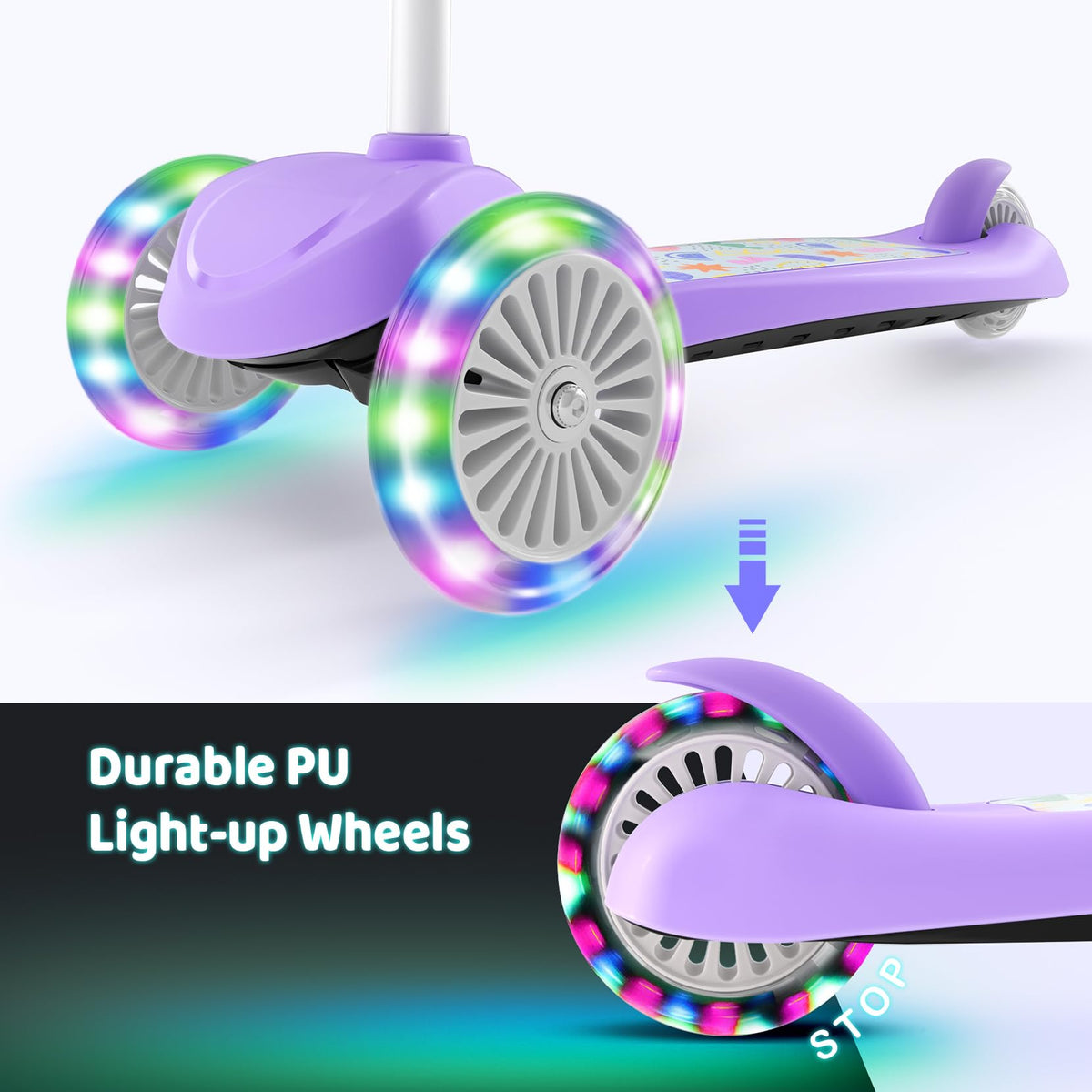 Kids 3-Wheel Scooter with Light-Up Wheels B42600