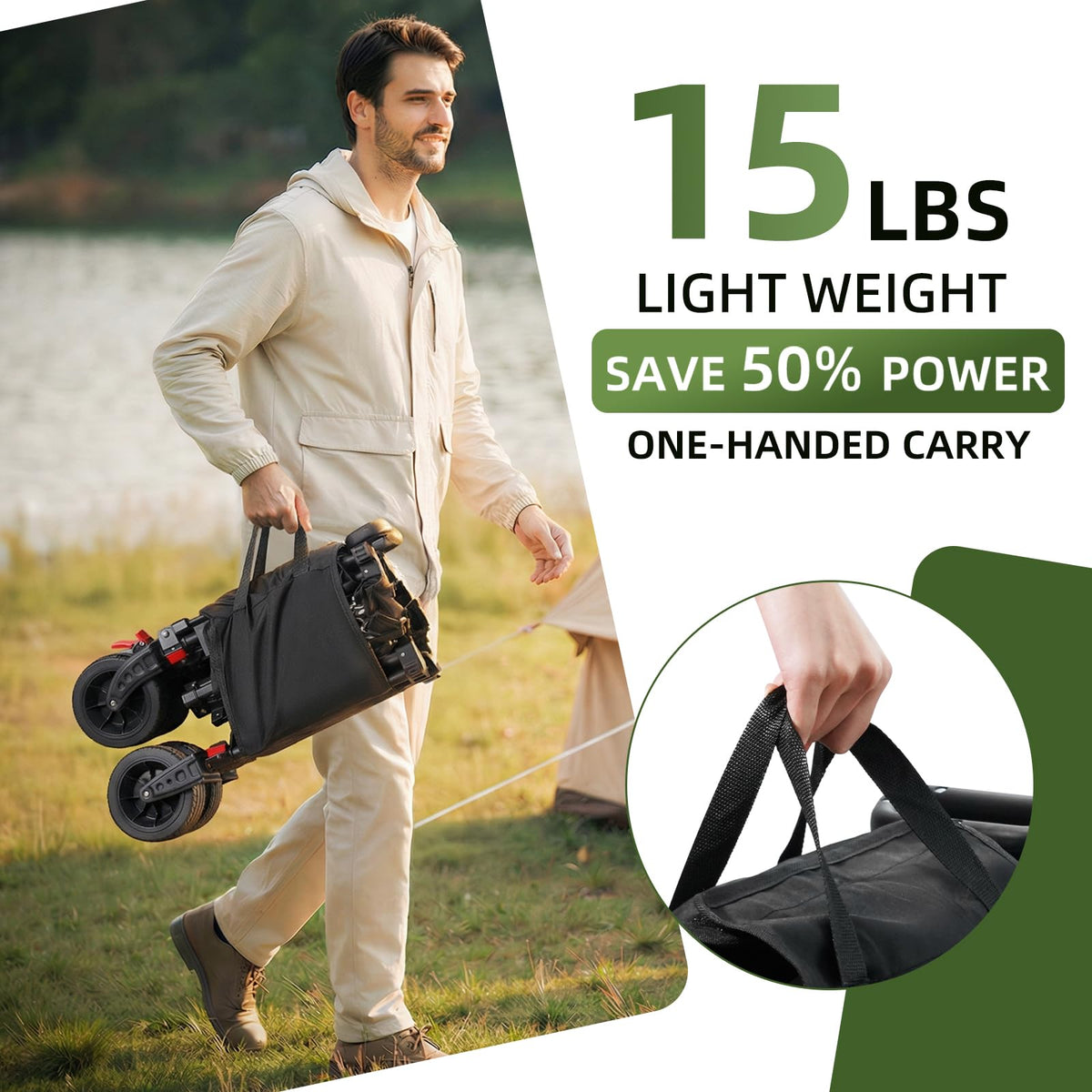 38" Collapsible Extended Wagon, 440lbs Capacity, 220L Heavy Duty Folding Cart, Black G526496