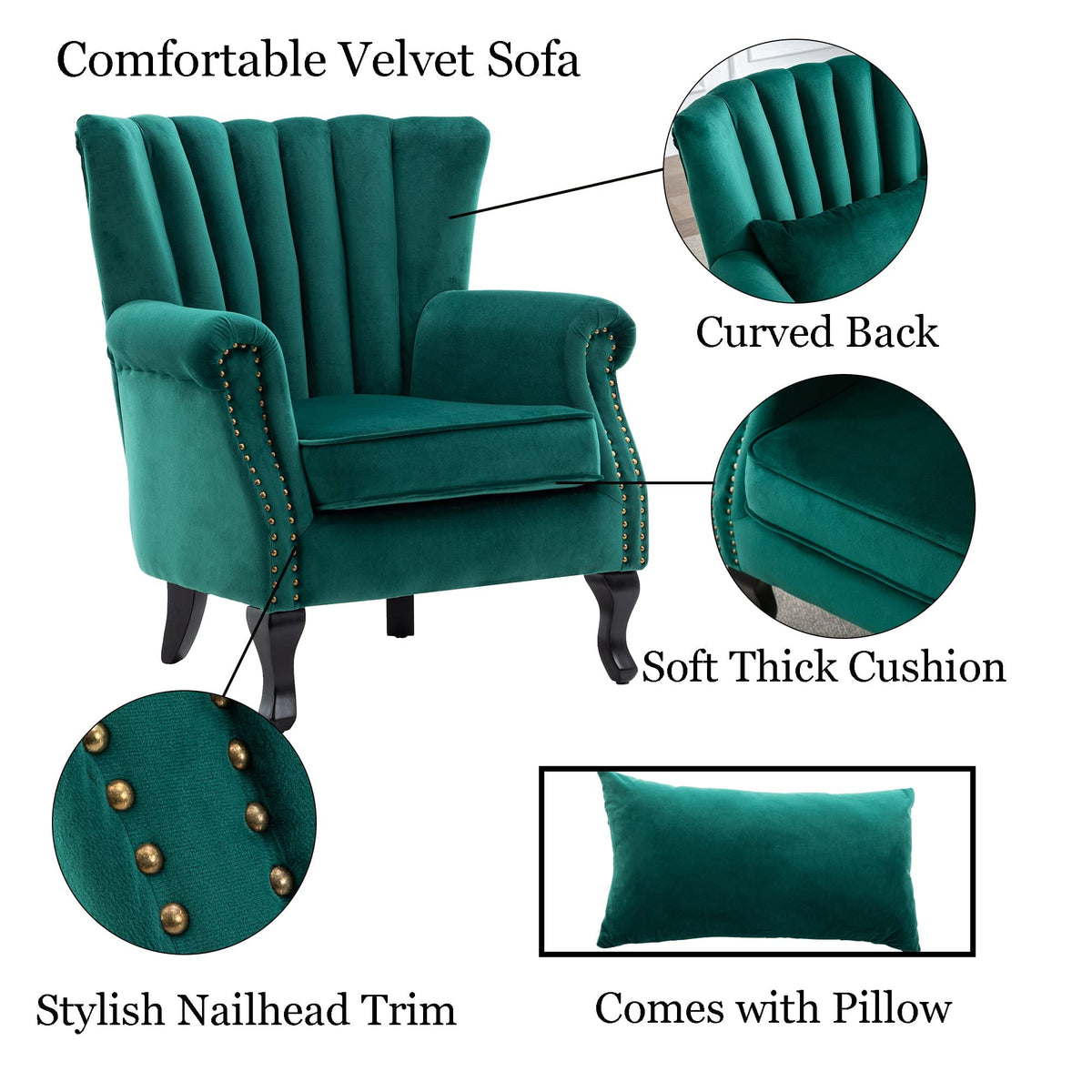 Velvet Accent Chairs Set of 2 Green X499813