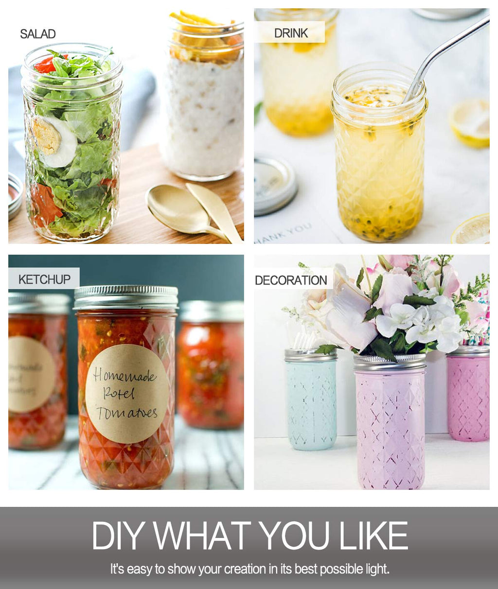 22 oz Wide Mouth Mason Jars with Lids and Bands J72827