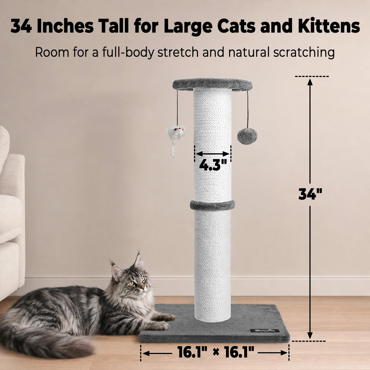 34-Inch Tall Cat Scratching Post W645