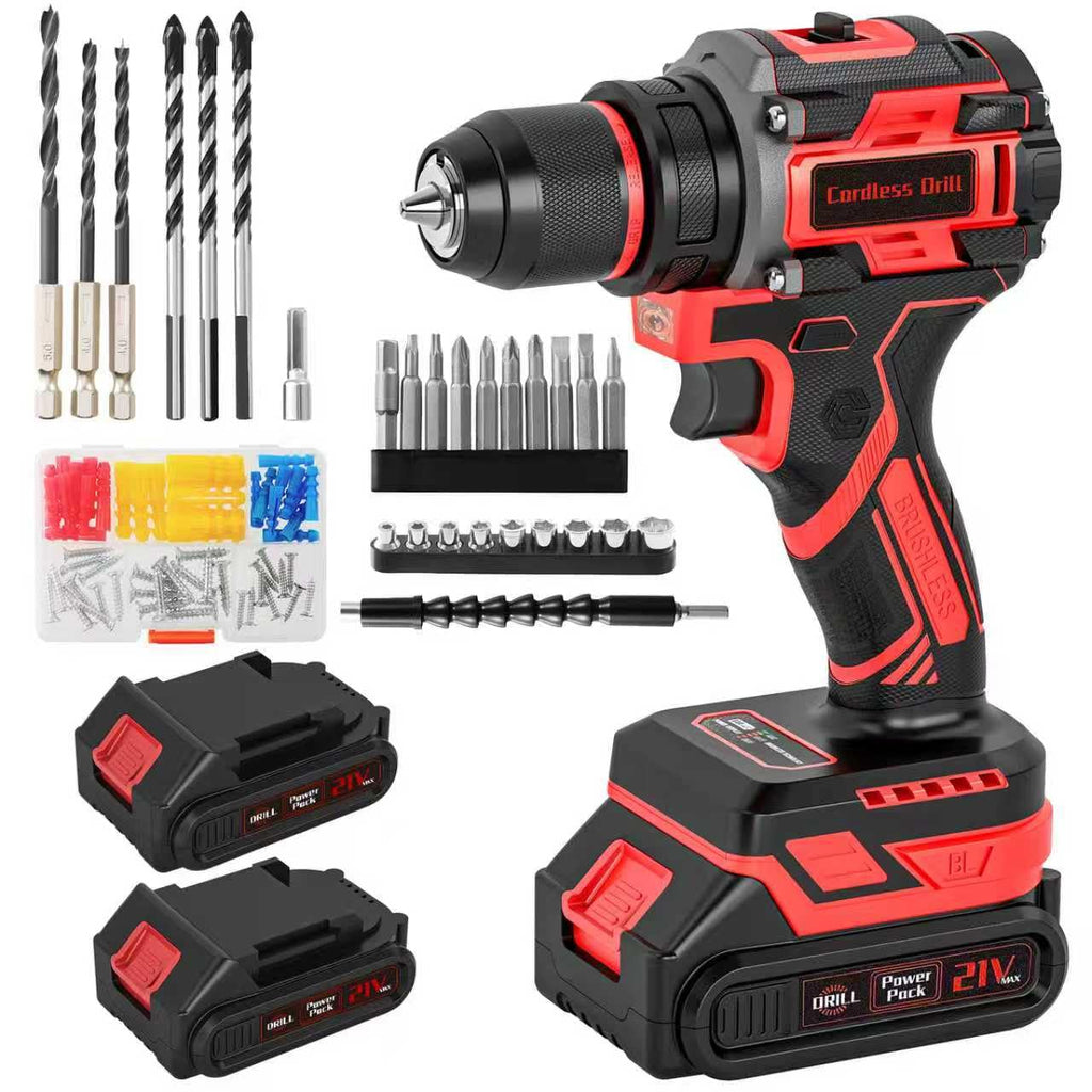 21V Brushless Cordless Drill with 2.0Ah Power Pack and Charger E246