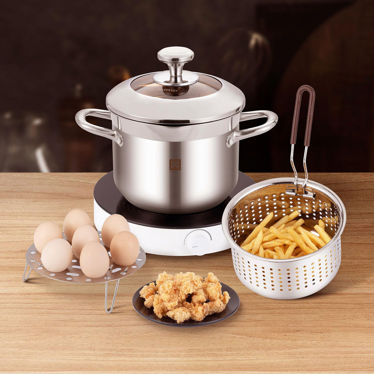 4.0L Deep Fryer Pot with Basket and Lid J3471