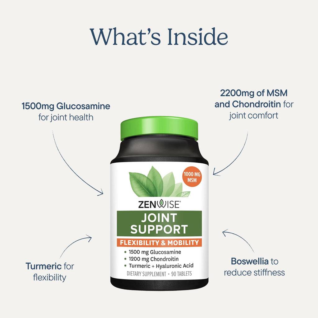 Joint Support Supplement with Glucosamine Chondroitin MSM Curcumin 180 Count H3348