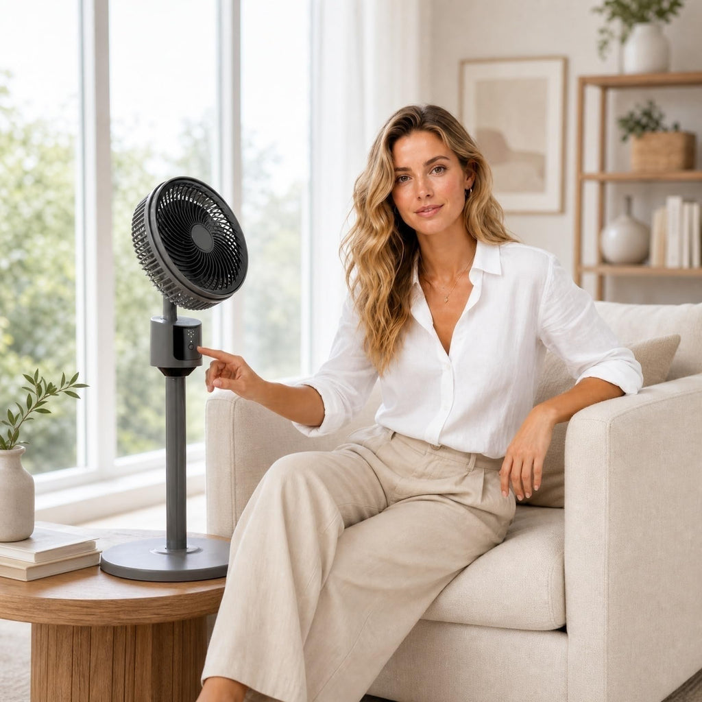Pedestal Fan with USB Power, 3 Speed Quiet Floor Fan A575