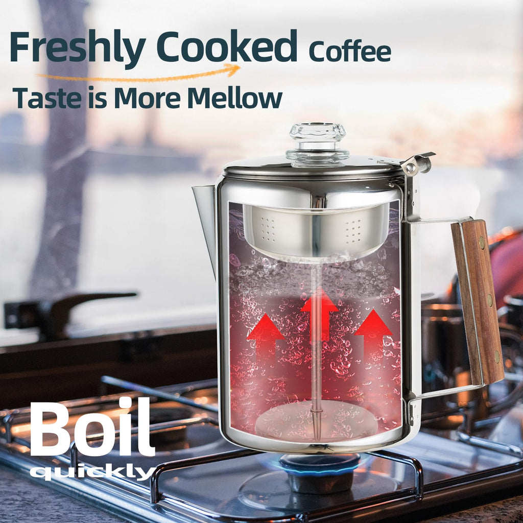 12 Cup Stainless Steel Camping Percolator Coffee Pot R153650