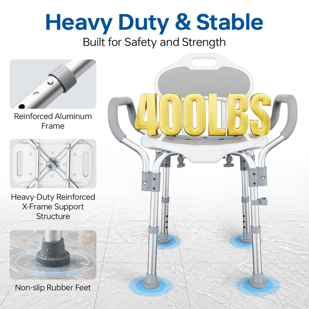 Adjustable Grey Shower Chair with Suction Feet X879