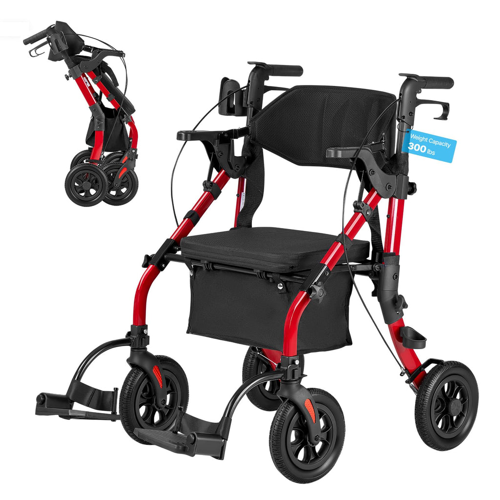 2-in-1 Foldable Aluminum Rollator Walker & Transport Chair B274