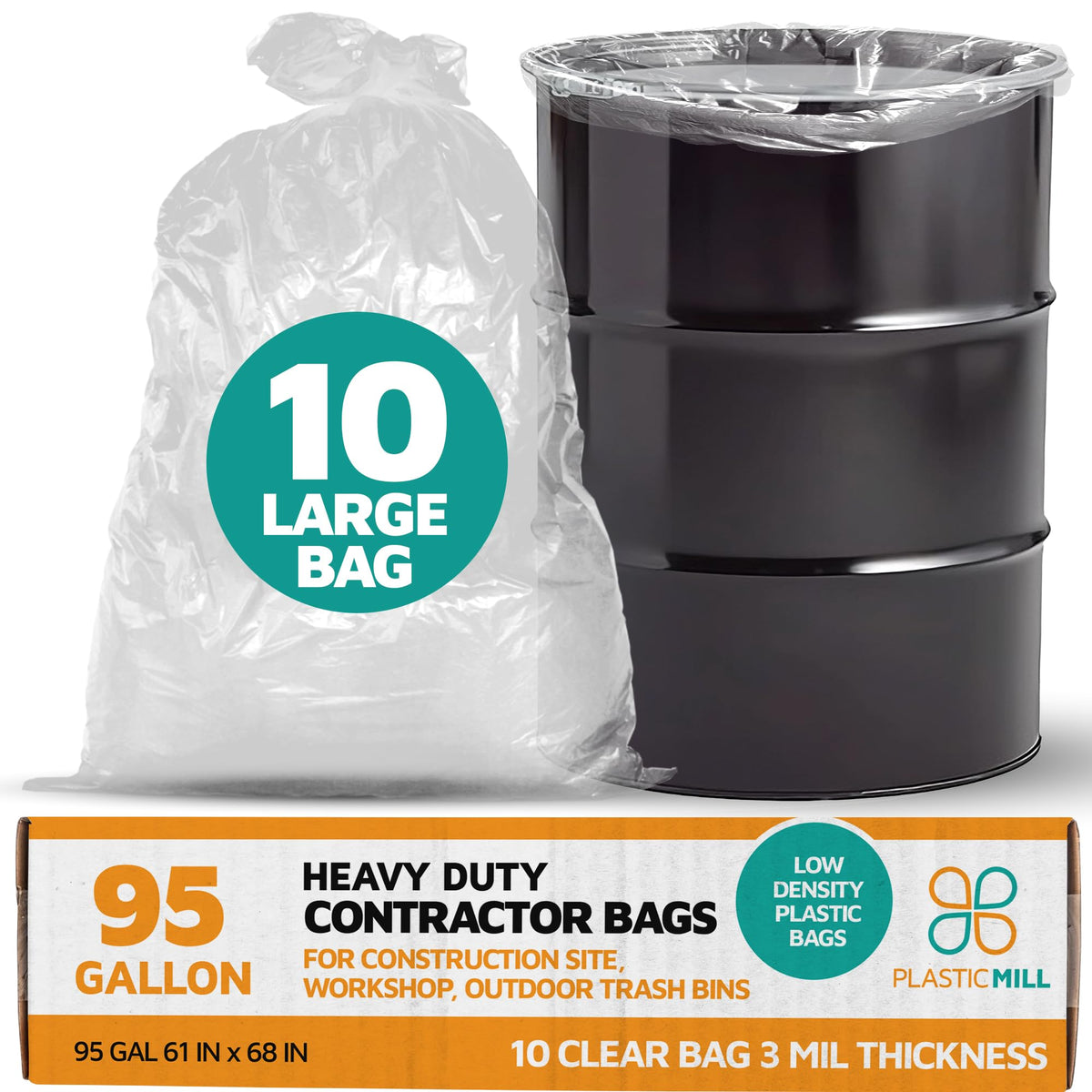95-Gallon Clear Heavy Duty Contractor Bags M450920