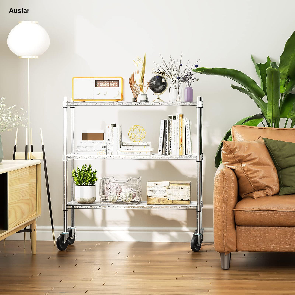 3-Tier Heavy Duty Metal Storage Shelves with Casters J140