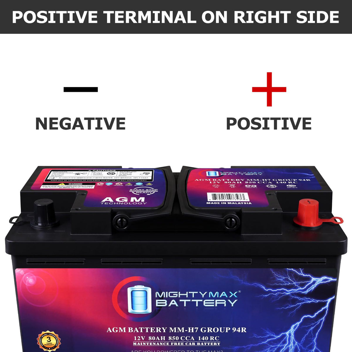 12V 80AH 850 CCA Replacement Battery V748102