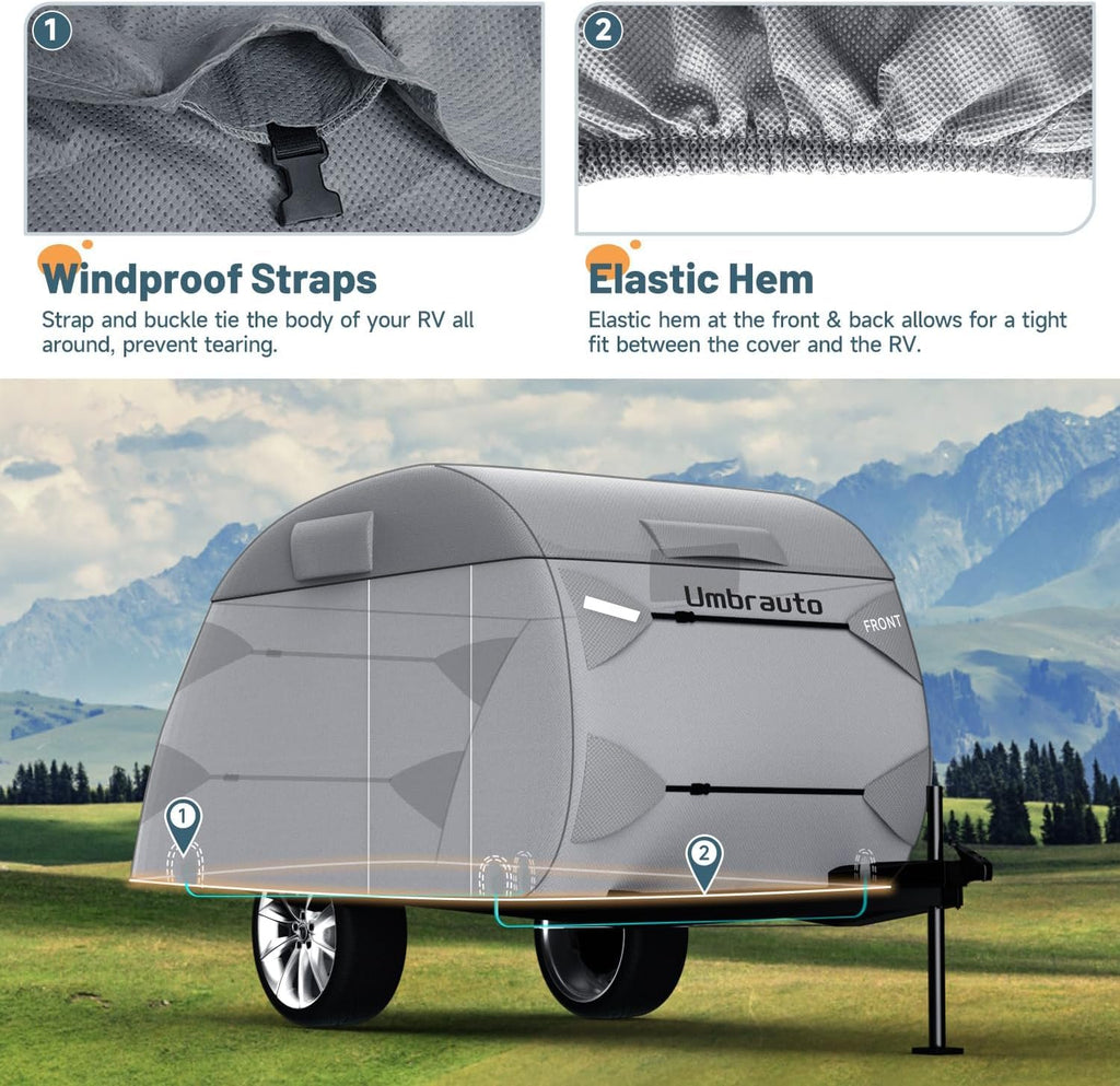 12-15 Camper 7 Layers Waterproof Teardrop Trailer Cover G150