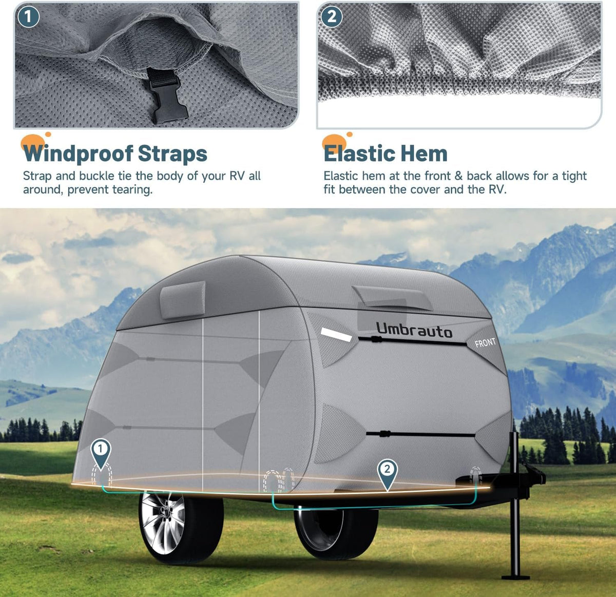 12-15 Camper 7 Layers Waterproof Teardrop Trailer Cover G150