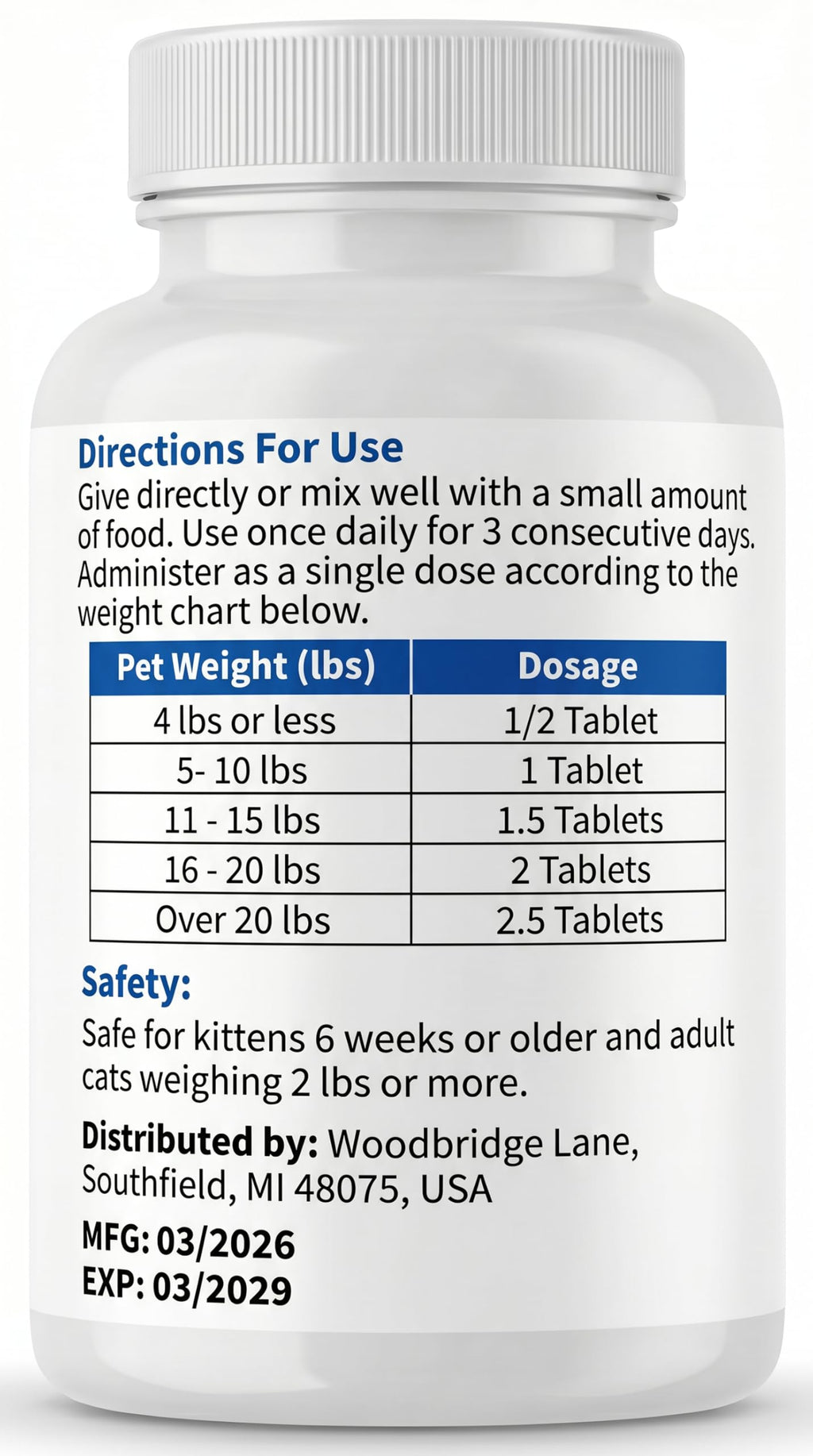 Broad Spectrum Dewormer Tablets for Cats and Kittens, 100 Tablets U36011