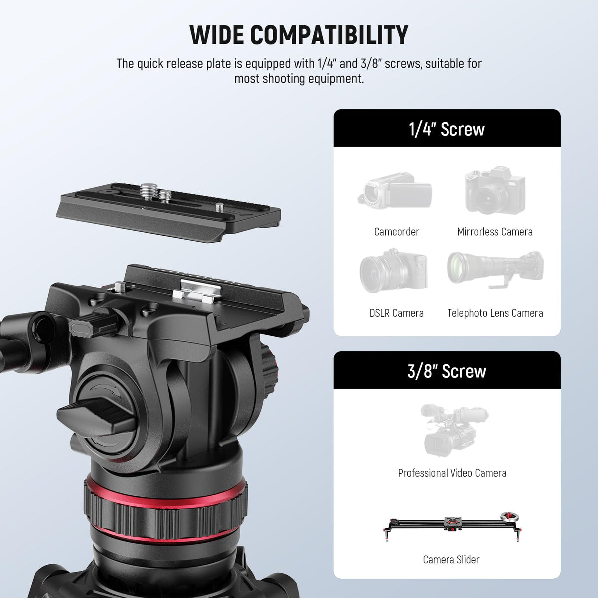 Carbon Fiber Video Camera Tripod with Fluid Head I346
