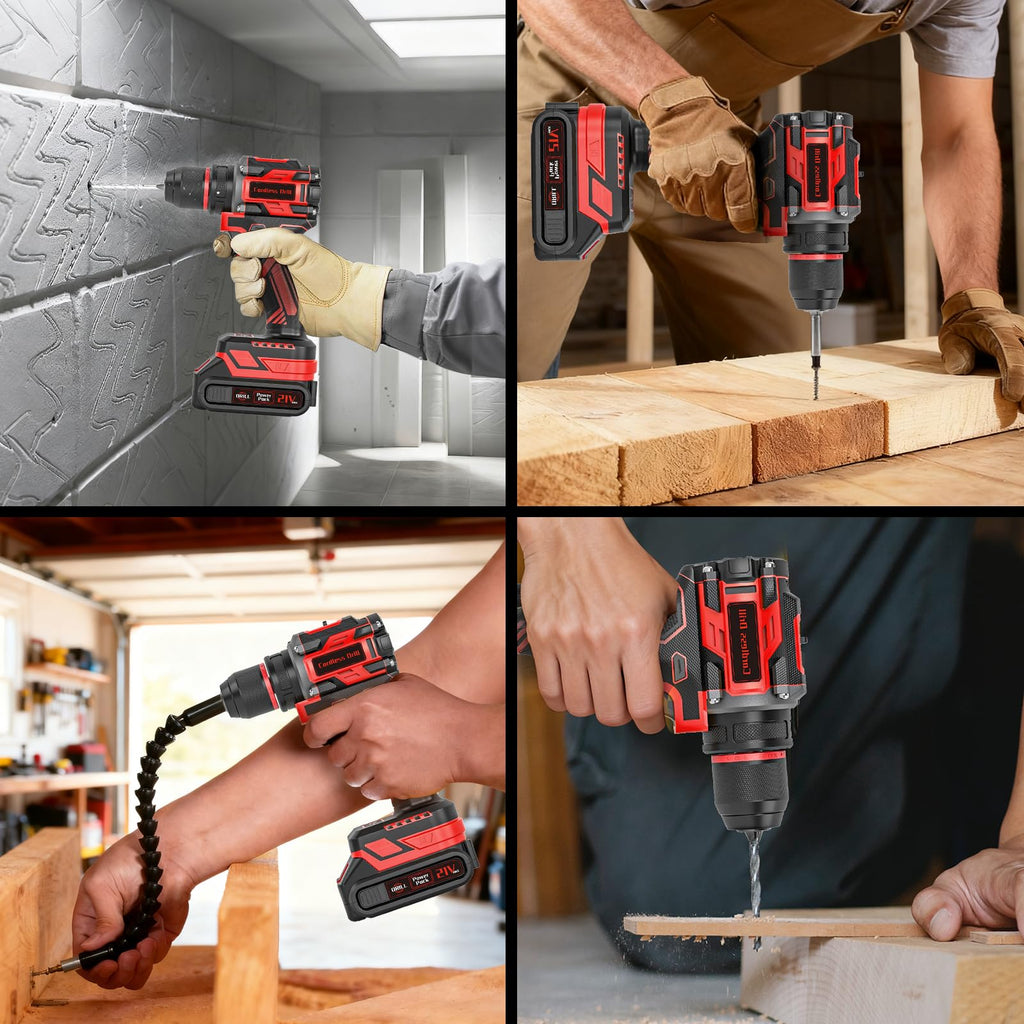 21V Brushless Cordless Drill with 2.0Ah Power Pack and Charger E246