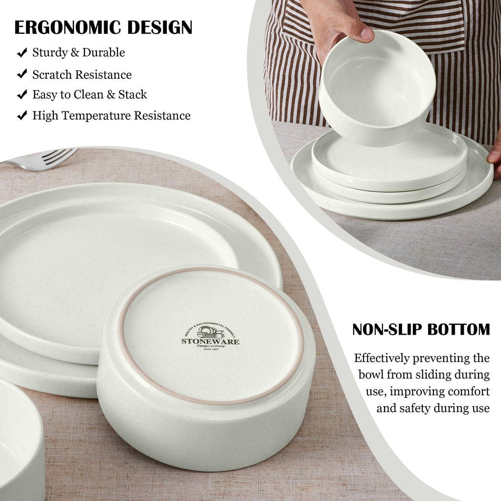 Speckled White 12 Pc Stoneware Dinnerware Set J303