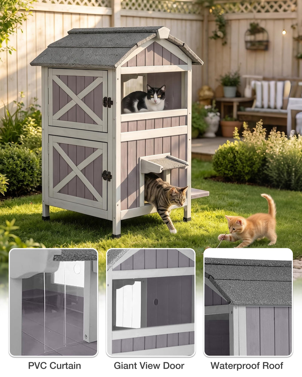 Weatherproof 2-Story Outdoor Cat House D177641