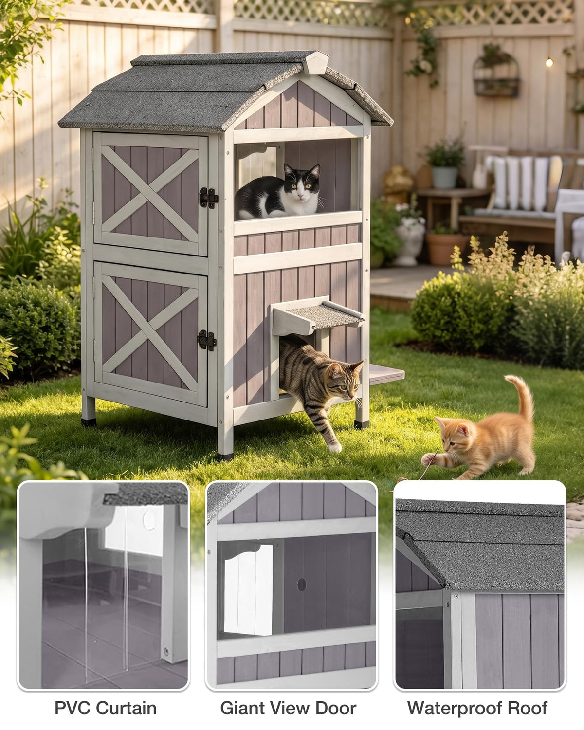 Weatherproof 2-Story Outdoor Cat House D177641