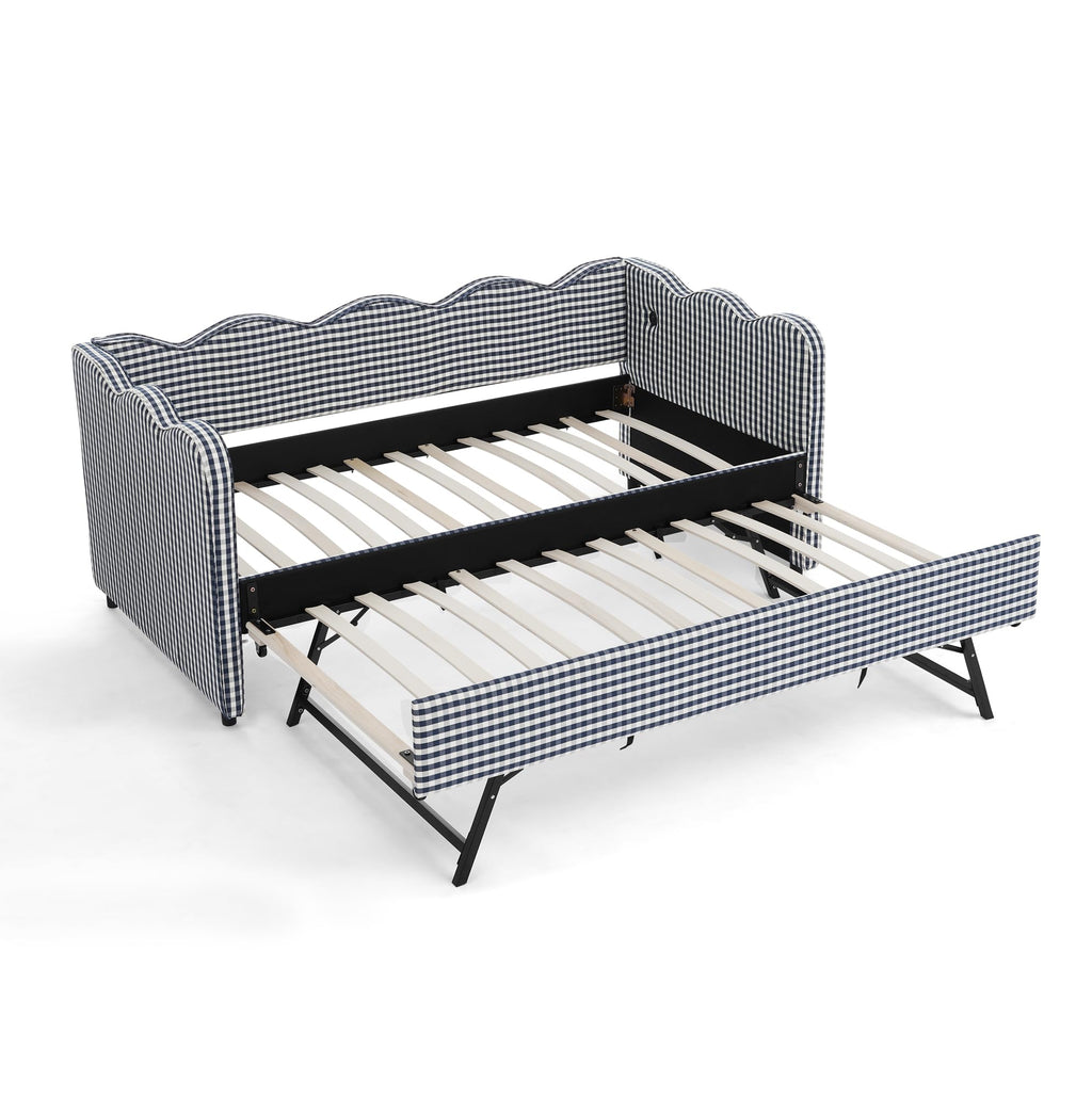 Twin Size Upholstered Daybed with Trundle and USB Port V7581