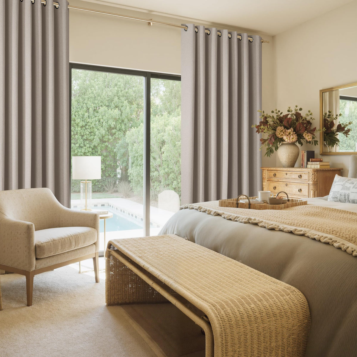 100% Blackout Linen Sliding Glass Door Curtains O145658