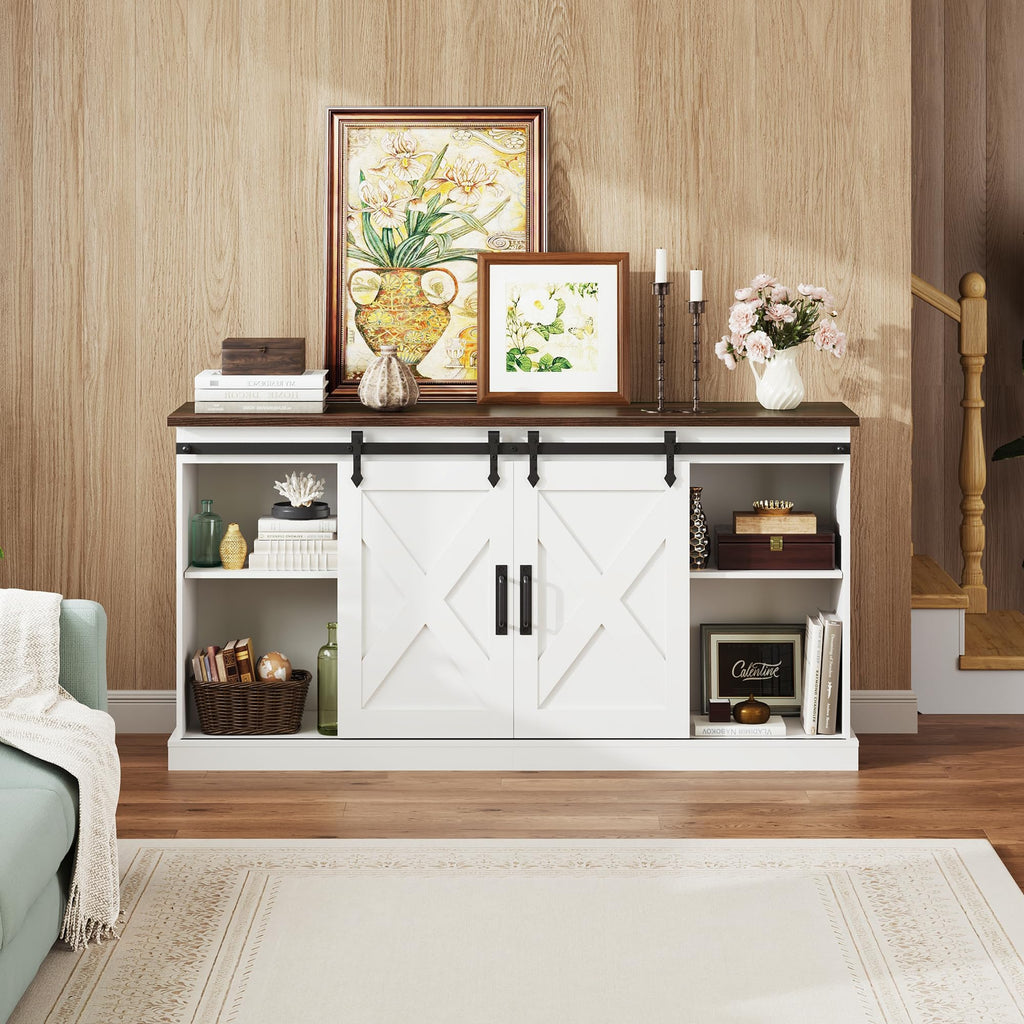 White Sliding Barn Door TV Stand K1264