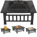 32" Square Metal Wood Burning Fire Pit Table Y6553