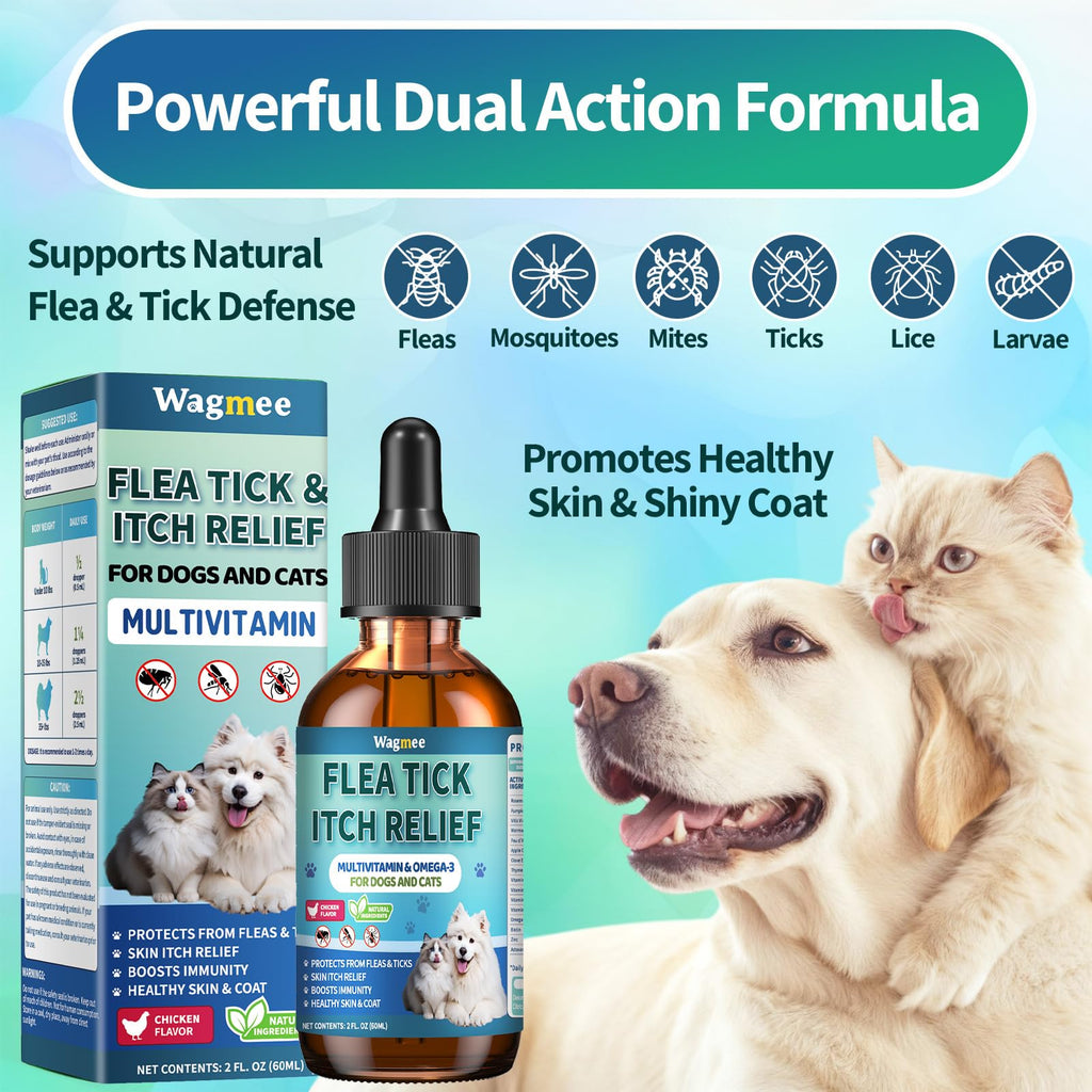 Natural Oral Flea and Tick Drops with Multivitamin for Pets V38960