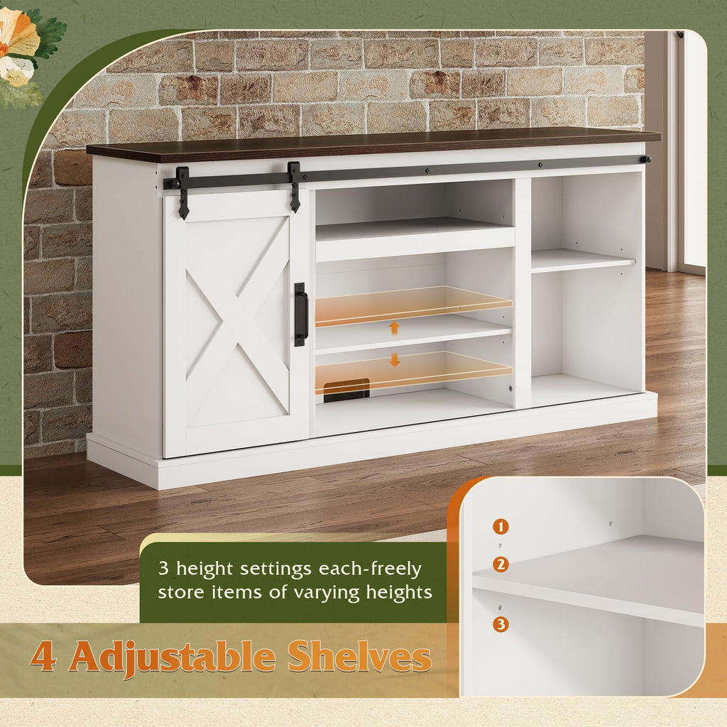 White Sliding Barn Door TV Stand K1264