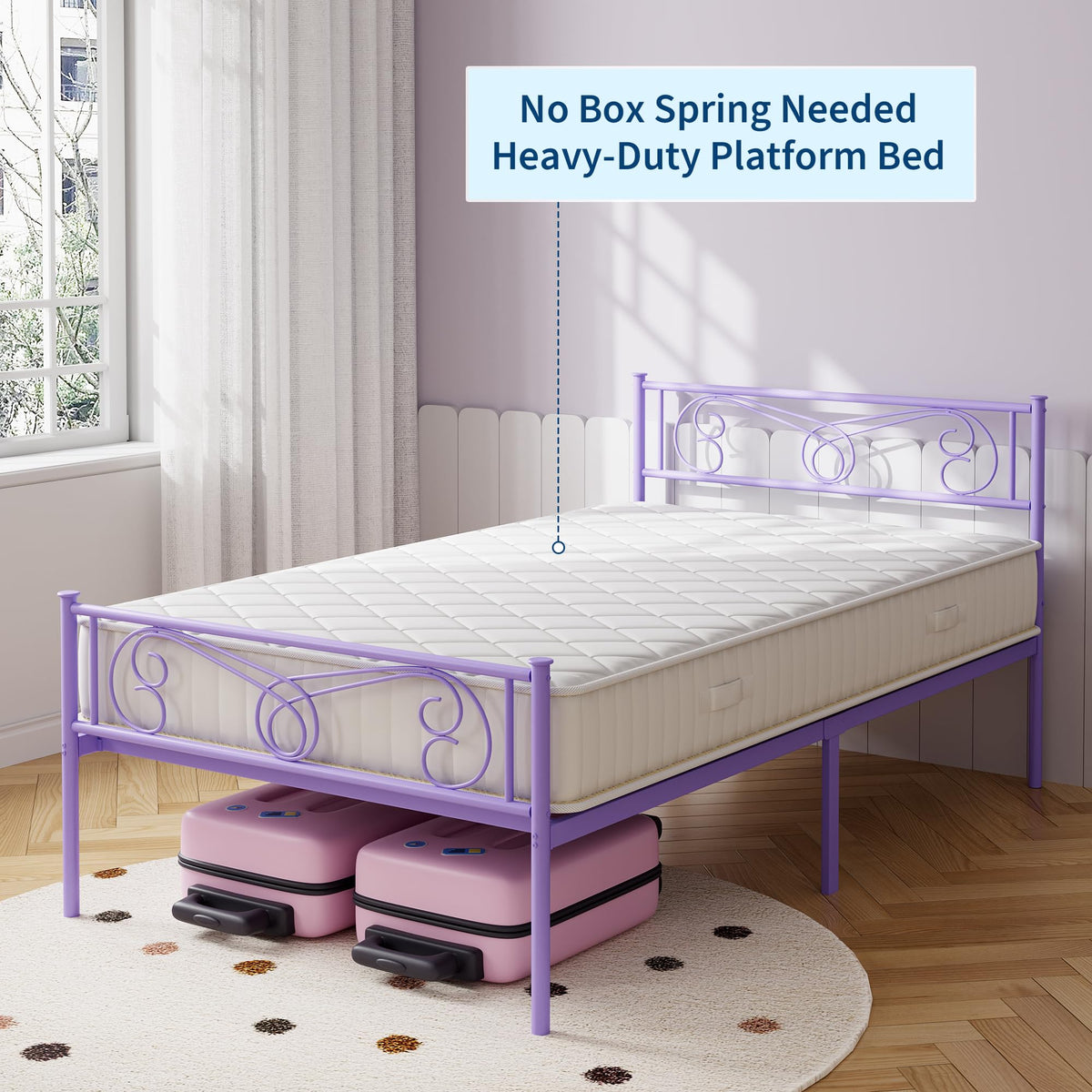 Twin Size Metal Bed Frame with Headboard I5595